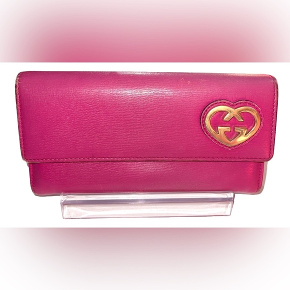 🩷 Gucci Heart Interlocking GG Long Continental Snap Wallet Pink Limited Edition - Picture 3 of 15